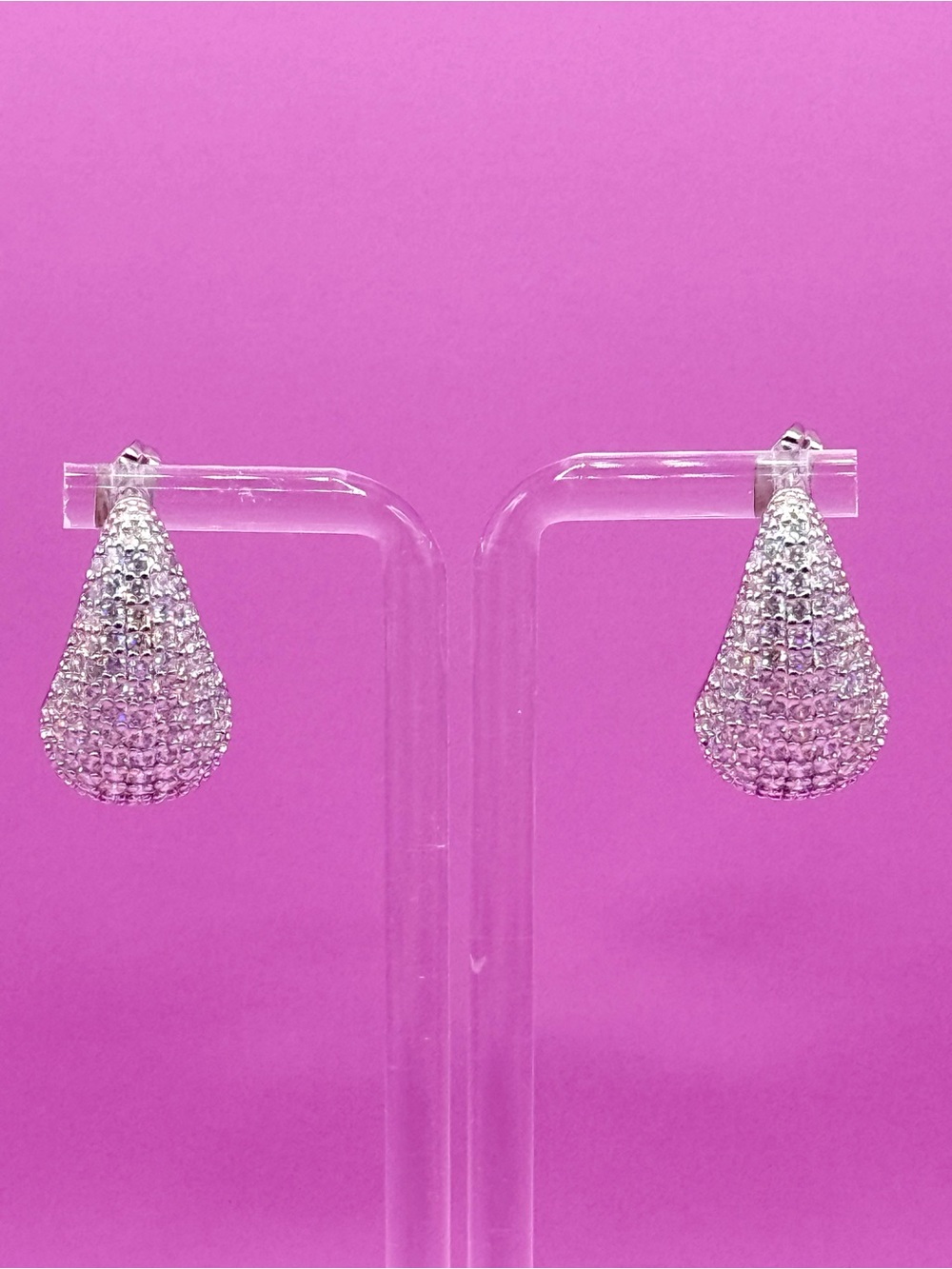 Macy’s White Gold-Plated Cubic Zirconia Tear Drop Large Earrings